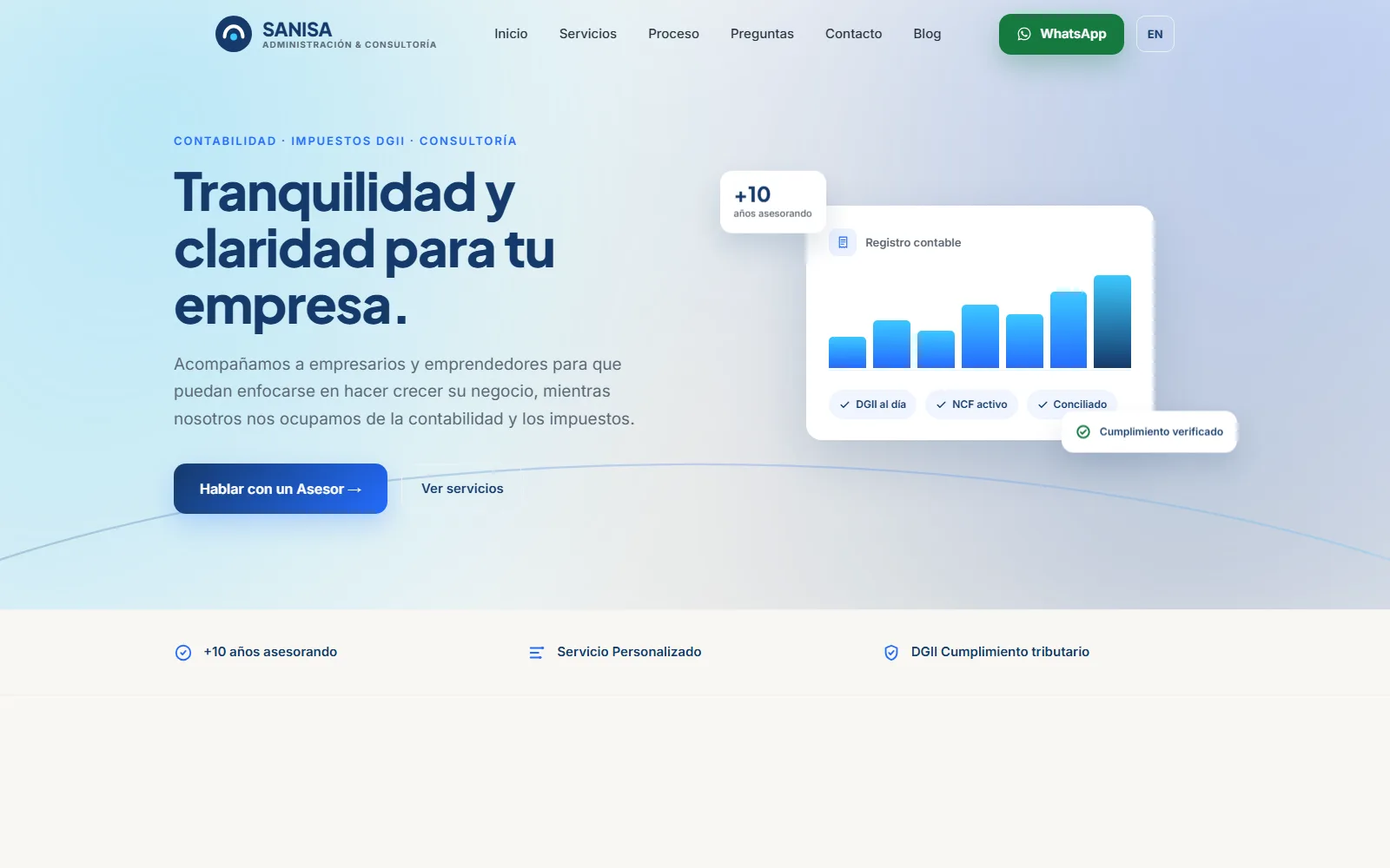 SANISA Administración y Consultoría website homepage